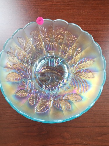 Awesome Ice Blue Northwood Carnival Glass Peacock & Urn Master IC Bowl COLOR!!!! - Picture 15 of 15