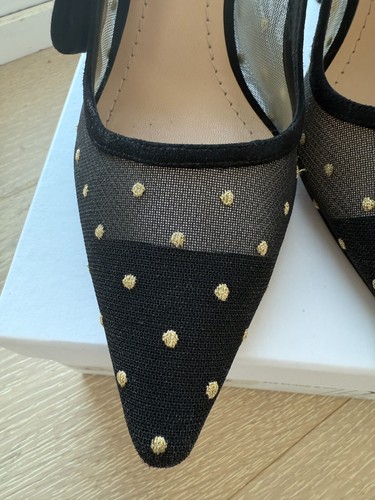 DIOR J'Adior Slingback Pumps Plumetis and Stud Black/Gold 10cm Heel 39.5 US 9.5 - Picture 13 of 21