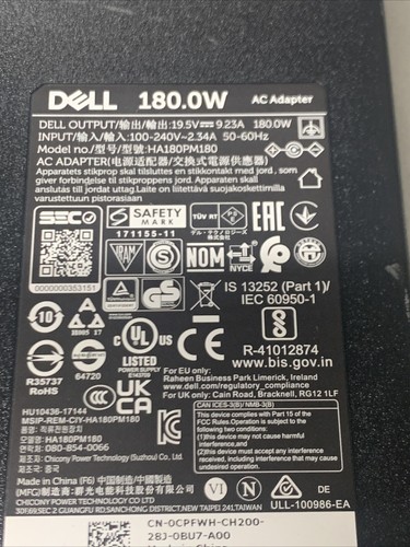 Dell HA180PM180 LA180PM180 DA180PM111 Power Adapter Charger 180W 19.5V 9.23A - Picture 4 of 8