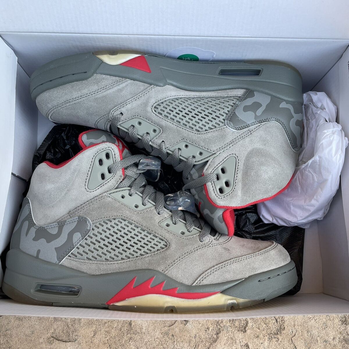 Nike Air Jordan 5 P51 Camo Dark Stucco/University Red 136027 Nike Air Jordan 5 P51 Camo Dark Stucco/University Red 136027