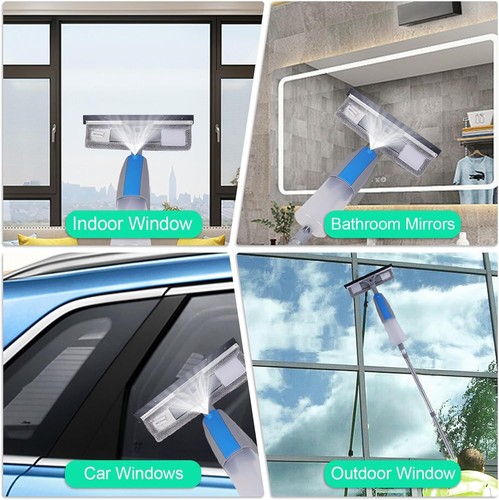 3 in 1 Fensterwischer mit Teleskopstiel Profi Fensterputzer Set Fensterabzieher - Bild 7 von 11