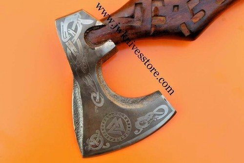 Hecho a Mano Acero al Carbono Hacha Vikinga Exterior Campamento Hacha Mejor Regalo para Él Navidad - Imagen 4 de 10