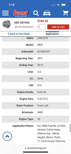 Brake Rotors For Ford Mustang/Lincoln MKS - Picture 21 of 23