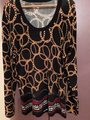 PRE-OWED METRIC  WOMEN'S RAYON  BLACK EXCLUSIVE  MULTI  COLOR  SWEATER  SIZE L