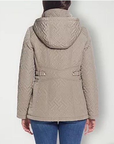 New Giacca Women’s Removable Hood Midweight Quilted Jacket Size L - Mushroom - Picture 3 of 9