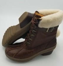 Sperry Gold Cup Ava Brown Leather Fur Thinsulate Duck Boots Women's Us 9 Medium