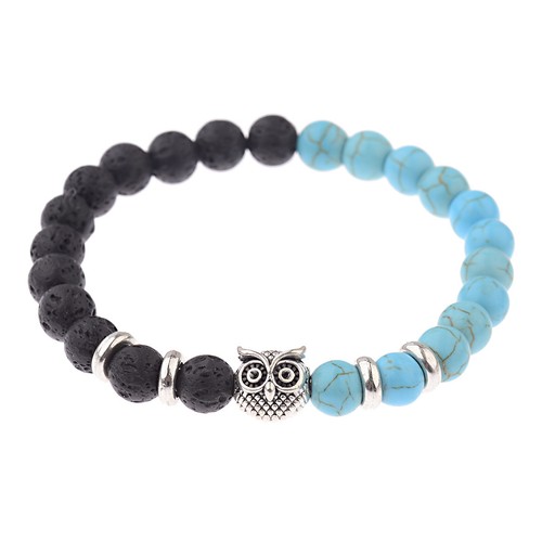 Men's Rock Lava Howlite Owl Head 8MM Natural Stone Bracelets Charm Jewelry Gift - Picture 4 of 23