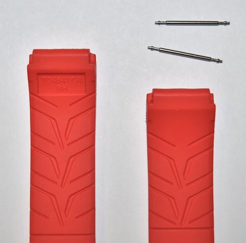 Original Tissot T-Race MODEL # T048417A / T048427A Red Rubber Band Strap w/ Pins - Picture 3 of 5