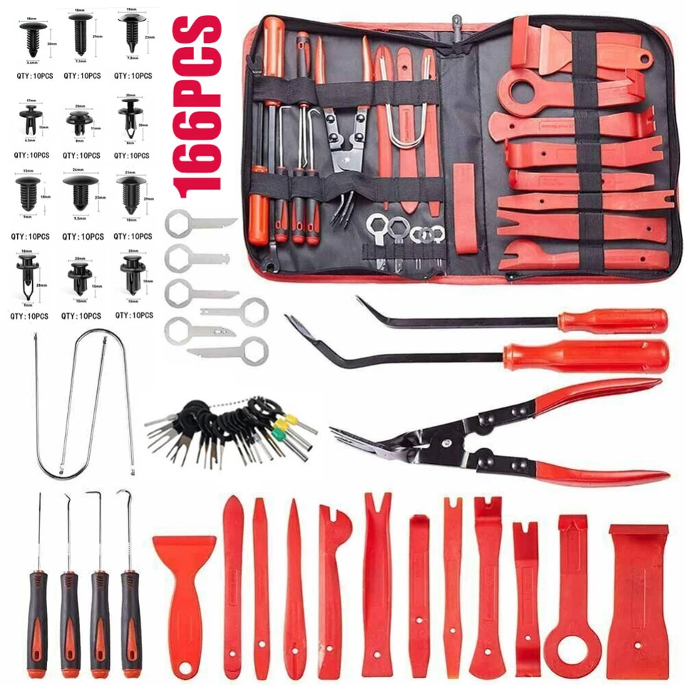166tlg Auto Demontage Werkzeug Innenraum Verkleidung Montagehebel Clipheber Set - Bild 1 von 4