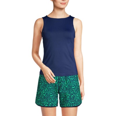 Lands' End Mastectomy High Neck UPF 50 Protection Tankini Swimsuit Top ...