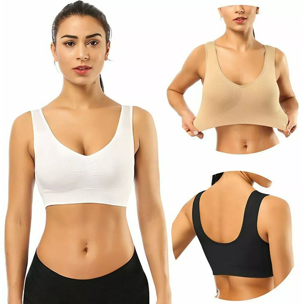 3 Pack Comfort Bra Seamless Removable Pads Sleep Bras Yoga Bra Sports For  Women