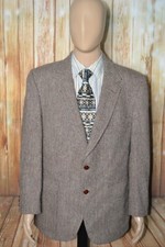 Vintage Harris Tweed Men Parital Lining 2 Front Wooden Button Blazer Sz 44R
