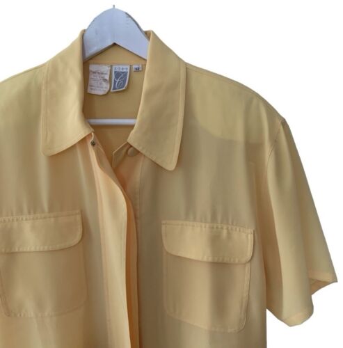 Vintage Y2K Yellow Button Up Blouse Size 12 Yellow Grancore Retro Mod By Cleo - Picture 2 of 11