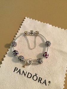 Authentic Pandora Bracelet With Mixed Metals Charms Safety Chain Ebay Image Is Loading Authentic Pandora Bracelet With Mixed Metals Charms Safety
