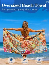 OCOOPA Microfiber Beach Towel Fast Drying Oversize Ocean Sand Free Extra soft