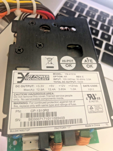 3Y Power Technology 160W Power Supply Unit YM-4151A CP-1310R2 Polycom HDX - Afbeelding 2 van 3