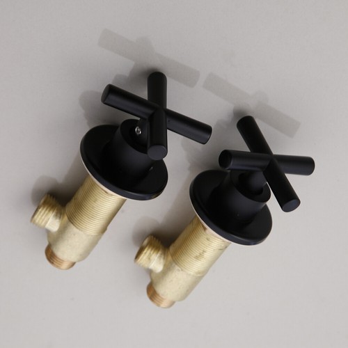 Black 3 Pcs Bathroom WashBasin Sink Tap Dual Handles Bathtub Mixer Tap Faucet - Imagen 6 de 11