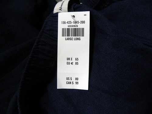 Abercrombie & Fitch Pants Womens Sz Large Long Navy Linen/Cotton Wide Leg NEW - Picture 6 of 6