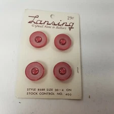 Vintage Lansing Shank Button New Old Stock Red Round Frosted Shiny