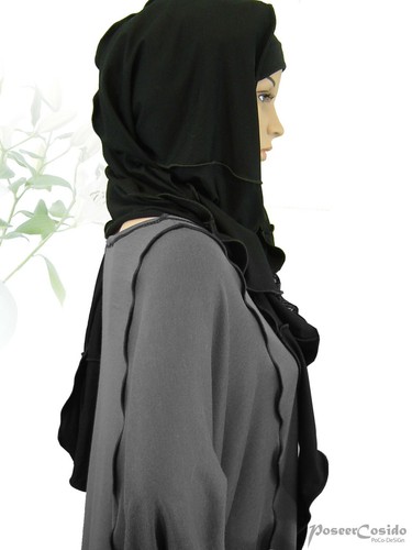 PoCo DeSiGn Lagenlook Edel Jersey Capuchon Kapuzen-Schal Loop Accessoire schwarz - Bild 5 von 10