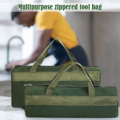 Electrician Portable Tool Bag Soft Canvas Storage Organizer Bag Case with Zipper - Picture 8 of 17