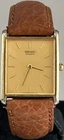 Vintage Mens Gold Tone Seiko Quartz Analog Tank Watch Running New Battery HB