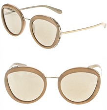 BULGARI SERPENTI BV8191 8191 Gold Beige Round Mirrored Snake Scales Sunglasses