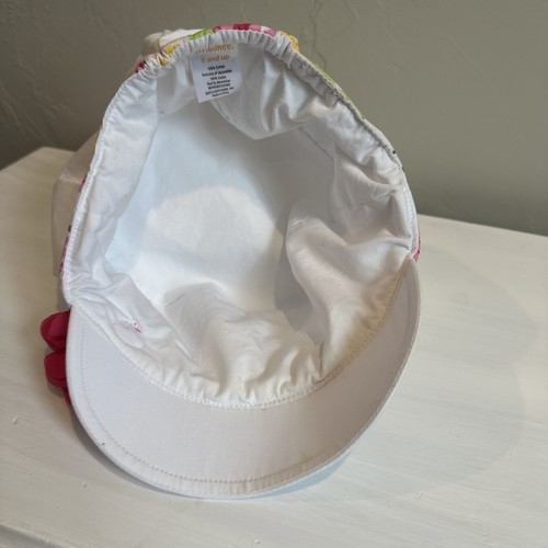 Gymboree Tea Time Afternoon Floral White Girls Newsboy Fitted Cap Hat EUC 8 9 - Picture 3 of 4
