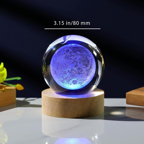 Bola de Cristal Luna 3D con Soporte LED, Control Remoto, Cambio de 16 Colores, Luna F... - Imagen 5 de 7