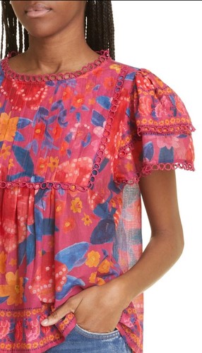 New FARM RIO Floral Dream Top In Red Multi Size M $170 - Picture 4 of 12