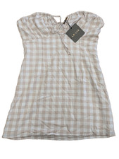 Le Lis Women's Checkered Strapless Mini Dress - White Gingham  - M