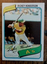 1980 Topps - RICKEY HENDERSON ROOKIE OAKLAND A'S #482  ⚾ HOF NRMT ✔️
