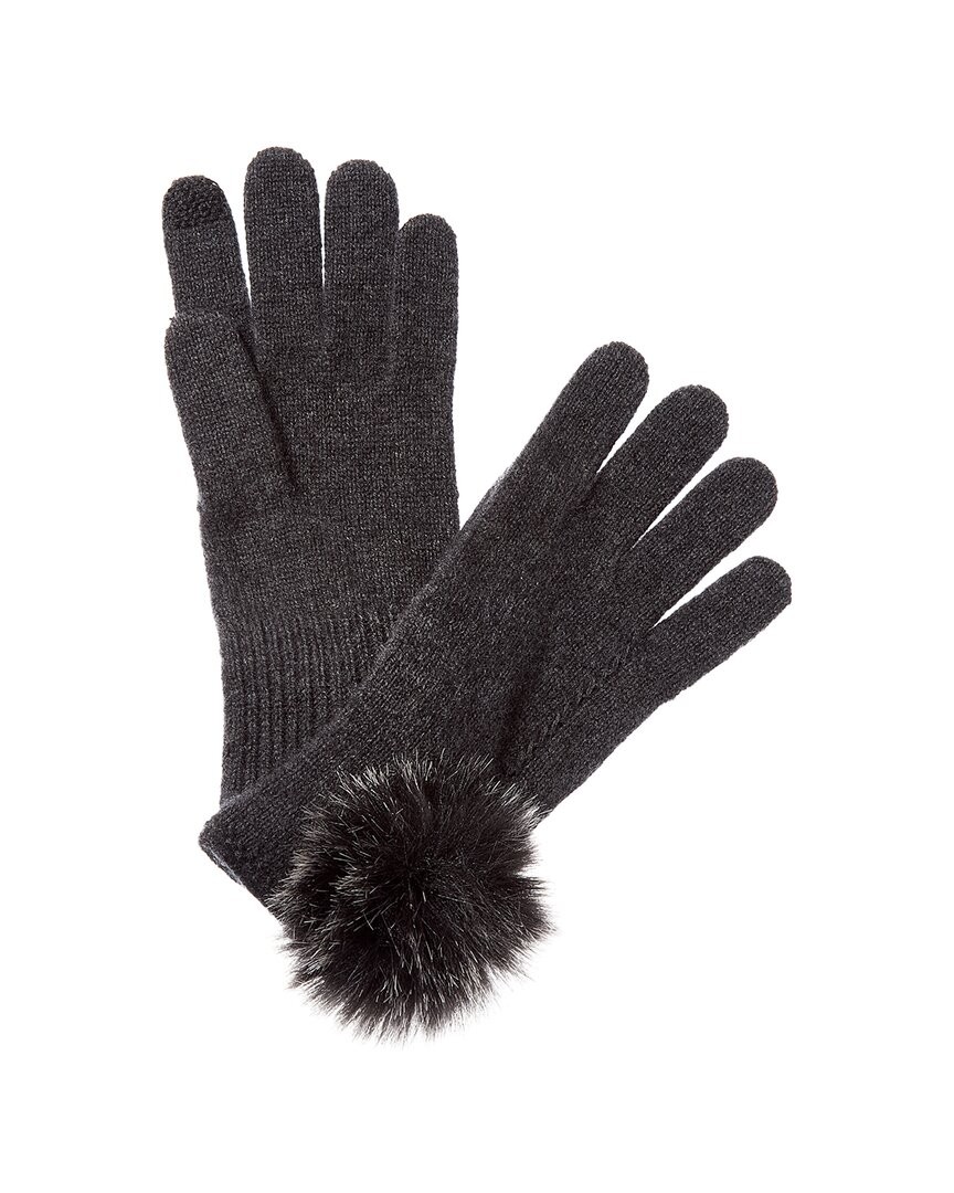 Hannah Rose Scallop Cashmere Gloves Womens Grey 9190₽