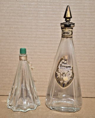 Two Antique Glass Perfume Bottles dated 1914 Melba Bouquet & Dorsay Intoxication