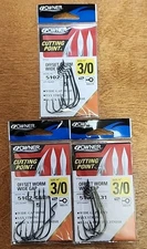 Lot Of 3. Owner Offset Wide Gap Worm Hooks 5102-131. 5pk. 3/0