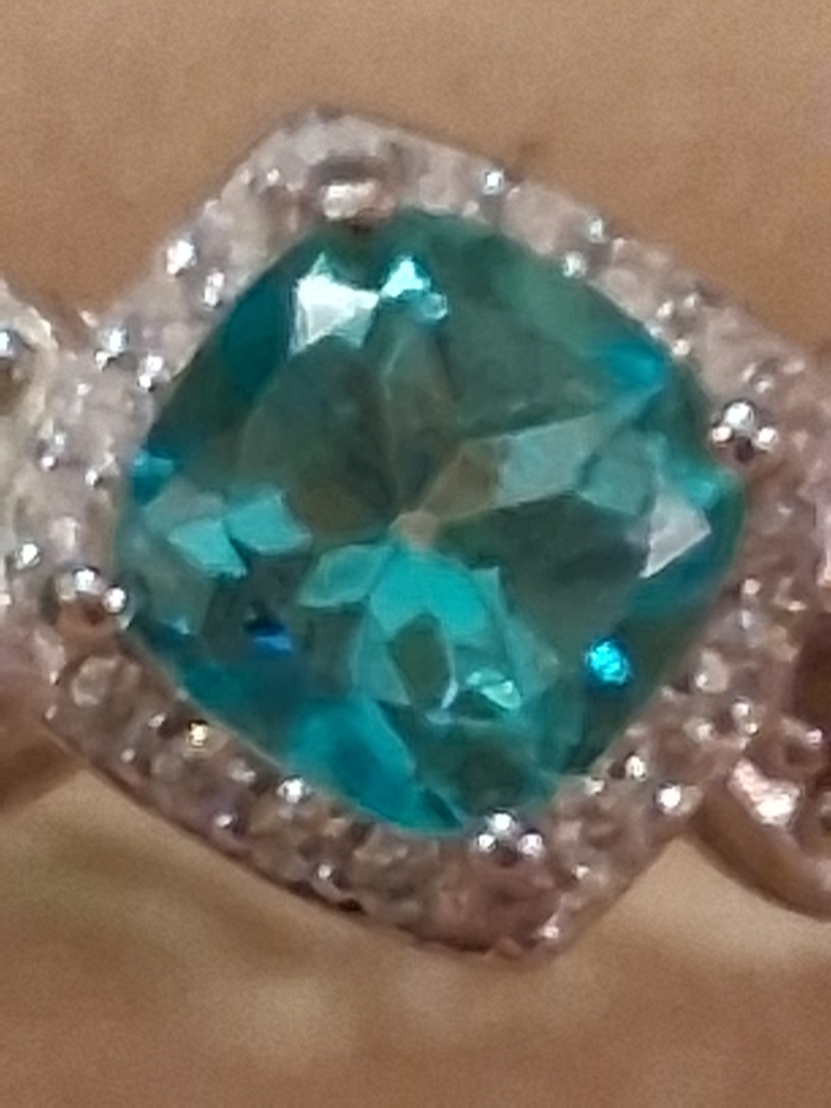 Paraiba Blue Topaz, Green & Pink Topaz, & Simulated CZ's 14KWG Plate S.S. 925, 7