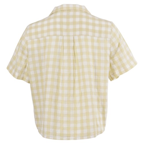 MADEWELL Camp Shirt L Green Gingham Check Cotton Linen Boxy Button Up AN990 - Picture 2 of 5