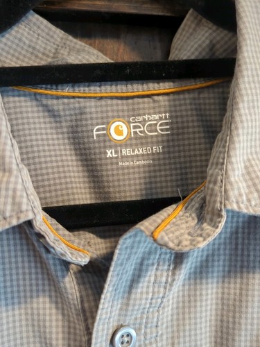 2 Carhartt Force Relaxed Fit Shirts XL Plaid Button Up Short Sleeve *READ* - Picture 2 of 17