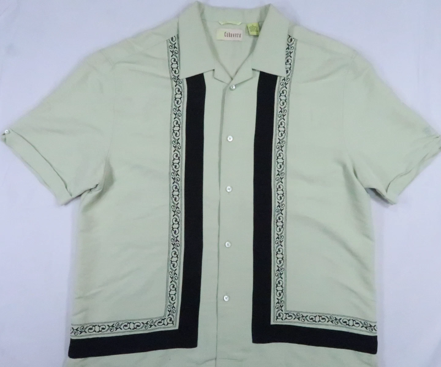 CUBAVERA Cigar embroidered vtg y2k XL olive camp cigar embroidered shirt resort