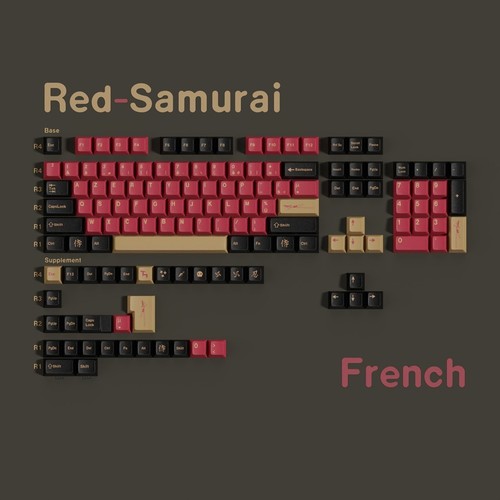 Keycaps Pbt Cherry Profile Red Samurai Big Set Key Caps French Key Caps I4U6 - Picture 2 of 6