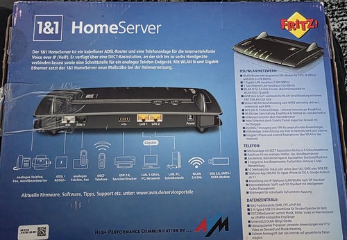 Fritz!Box 7330 SL Homeserver 1&1 Version WLAN DSL Router mit Netzteil schwarz - Bild 2 von 3