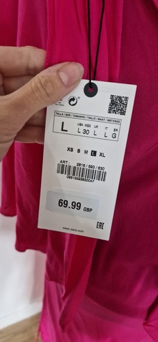 Zara Hot Pink Langes Kleid Gr. L Chiffon Elegant NEU PLS LESEN Etuikleid Cape  - Bild 9 von 10