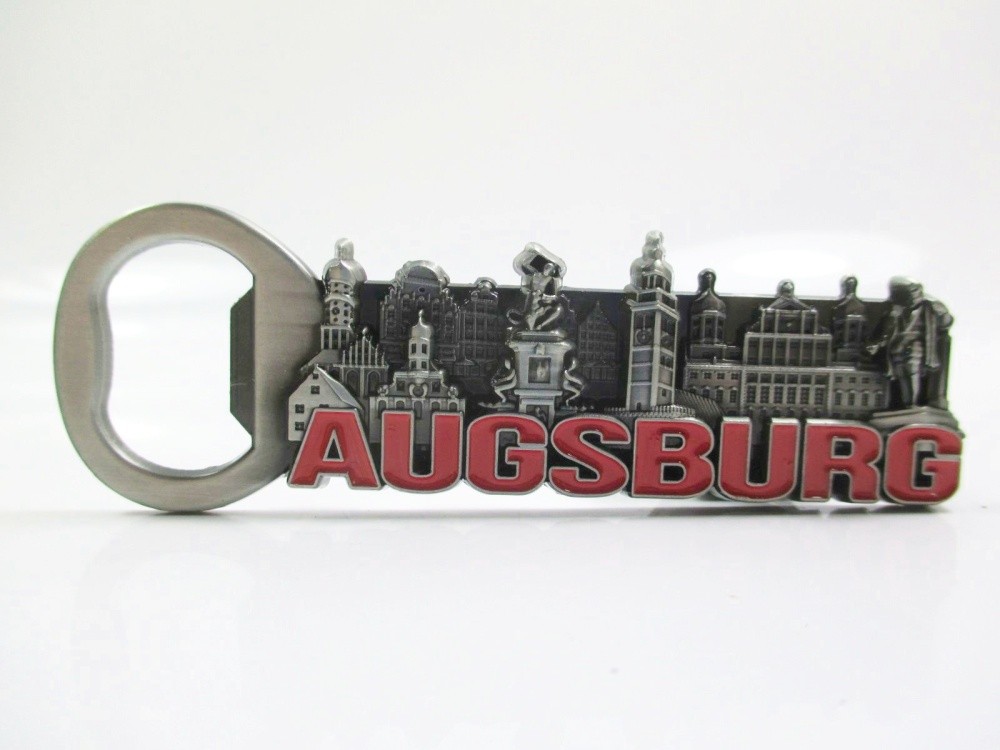 Augsburg Bottle Opener with Magnet Metal Souvenir Germany City View Collage