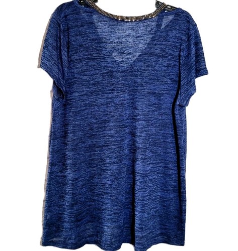 Juicy Couture T-Shirt Top Cutout verziert blau Damen Gr. XL V-Ausschnitt Y2K - Bild 3 von 6