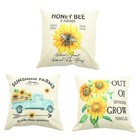 3Pcs Farmhouse Sunflower Pillow Cover Home Sofa Honey Bees Pillow Cover