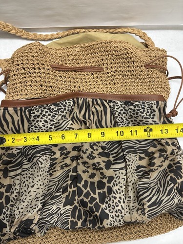 boho shoulder bag tote Cappelli Straworld Inc Animal Print Crossbody 14x14 - Picture 13 of 15