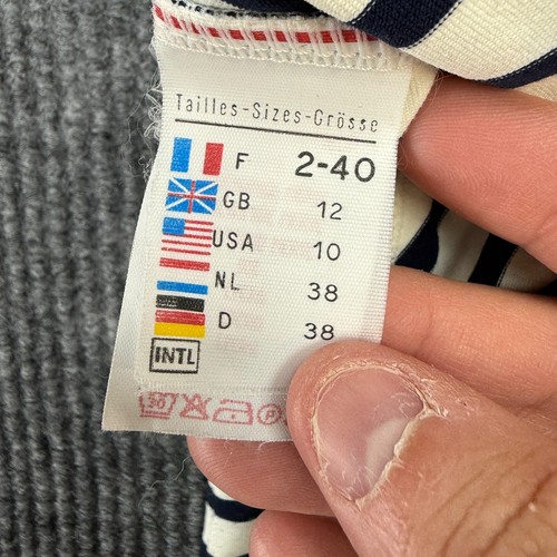 Saint James Top Womens 10 White Blue Breton Striped Stretch Shirt Nautical Beach - Picture 6 of 11