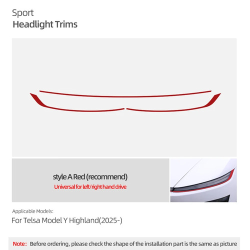 For Tesla Model Y/3 Highland Car Headlight Eyebrows Trim Strip Color Change Film - Picture 14 of 34