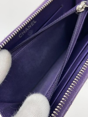 CHANEL Wallet Leather Purple Small Zip Wallet #166 | eBay