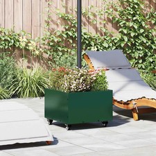 WALPLUS Parasol Base with Planter Green 45 x 45 x 45 cm Steel Outdoor Stand